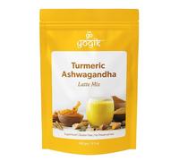 Go-Yogik Golden Milk with Ashwagandha & 9% Curcumin turmeric-100g (50 Cups), Vegan, Stoneground, Ayurveda latte