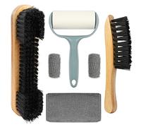 Go2trymo Pool Table & Rail Brush 5 Set, Billiard Pool Table Felt Cleaner Accessories with 2 Wooden Pool Table Brushes, Cue Cleaning Cloth, Ferrule Polish Cloth & Sticky Lint Roller