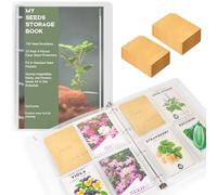 Go2trymo Seed Packet Organizer, 100 Seed Storage Envelopes, 25 Pack 4 Pockets Garden Seed Storage Clear Sleeves, Slot Size 3.9" x 5.2" Fit for Standard Seed Packet &1Pcs 4 Ring Binder-Green