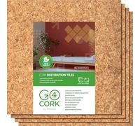 Go4Cork Square Double Sided Cork Tile Panels, 4 Pack, 8.5 x 8.5 x 5/32"