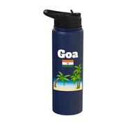 Goa Souvenir India Trip Beach Lover Indian Flag Stainless Steel Insulated Water Bottle