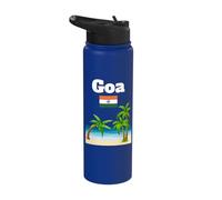 Goa Souvenir India Trip Beach Lover Indian Flag Stainless Steel Insulated Water Bottle