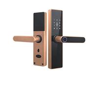 GOABXYEN Security Biometric Fingerprint Smart Door Handle Tuya Electronic Intelligente Card Key Wood Lock for Home(22-240(5085),Bronze) XXZ
