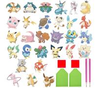 GOACRS Diamond Painting Children's Sticker Set, 29 Pieces Mini 5D Diamond Painting Pictures, Cartoon Anime DIY Stickers, Art Mosaic Craft Kit for Home Decoration and for Boys Girls Teenagers Beginners
