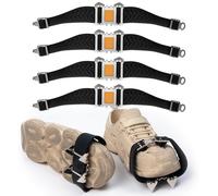 GoaePode 4PCS Ice Gripper Spikes for Shoes, 4-Tooth Ice Snow Cleats Traction Safe Protect, Non Slip Crampons Universal Stretch Fit Shoes Boots for Winter Women Men Kids Walking Climbing Hiking, Black