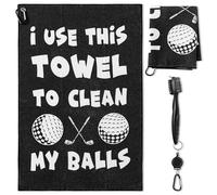 GoaePode Absorbent Golf Towel, Clean Golf Ball Towels with Carabiner Clip, Locking Edges Funny Golf Accessories with Golf Club Cleaner Brush Funny Gifts for Men Husband Boyfriend Dad Golfers