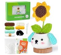 GoaePode Beginner Crochet Kit Sunflower DIY Craft Set for Adults Complete Animal Plant Crochet Kit Step-by-Step Instructions and Video Tutorials Starter Friendly Birthday Gift for Women