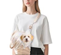 GoaePode Dog Carrier Puppy Sling - Portable Handbag Breathable Hands Free Rucksack Bag, Adjustable Strap Shoulder & Crossbody Tote with Hard Base for Pets Cats Outdoor Travel Shopping Subway (Beige)