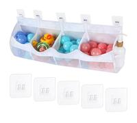 GoaePode Extra Large Bath Toy Storage Bag, 4 Compartment Messy Shower Toys Organizer Bag, Quick Dry Multi-Purpose Baby Shower Toy Holder with Enhanced Drainage for Clutter-Free Bathroom (White)