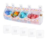 GoaePode Extra Large Bath Toy Storage Bag, 4 Compartment Messy Shower Toys Organizer Bag, Quick Dry Multi-Purpose Baby Shower Toy Holder with Enhanced Drainage for Clutter-Free Bathroom (Pink)