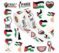 GoaePode Free Palestine Stickers Roll - 1000Pcs Self-Adhesive Gaza Freedom Themed Decals Motivational Reward Stickers DIY Art Craft Supplies Scrapbooking Stickers for Laptop Water Bottle