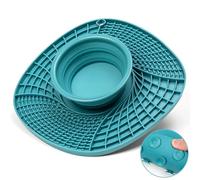GoaePode Lick Mat for Dogs with Water Bowl, 3-in-1 Slow Feeder Bowl Feeding Mat, Puppy Licking Pad Non-Slip for Anti-Bloat, Anxiety Relief, Home Travel Usable Pet Supplies, Green Turquoise