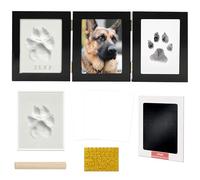 GoaePode Paw Print Kit for Dogs, Dog Cat Paw Print Set, Wooden Photo Frame Kit, White Pet Memorial Frame with Alphabet Boards Easy DIY Craft for Home Wall Hanging Tabletop Display (Black)