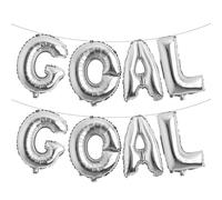 Goal Goal Banner Soccer Ball Balloons - Football Sport Match Banner Foil Balloon Decoration Party Supplier (GOAL GOAL Silver)