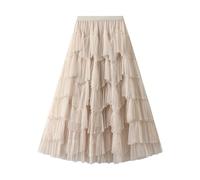 Goal Out 2 Women's Tulle Skirt Ruffle Multilayer Mesh A-Line Animal Tutu Prom Wedding Long Tulle Skirts Skirts For Older Women, beige, One Size