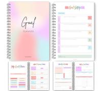 Goal Planner | SMART Goal Setting Kit for the New You, Monthly Habits, Reflections & Vision Boards | Pastel Rainbow A5