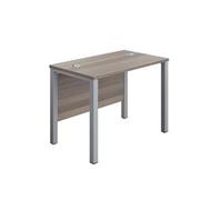 TC Office Silver Goal Post Rectangular Desk 100cm, Grey Oak Effect