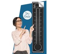 Goal Setting Fundraising Thermometer Chart - 48" x 11" - Company Sales Milestone Tracking Wall Decal Charts - Dry Erase Reusable Progress Tracker Vinyl Poster - Giant Donation Charity Meter (Grey)