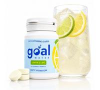 GOAL WATER, Flavoured Hydration Tablets with Vitamins and Electrolytes - Water Flavouring Drops - Multivitamin Effervescent - Zero Sugar - Vitamin B, C, D, E, Zinc (Lemon & Lime - 30 Tablets)
