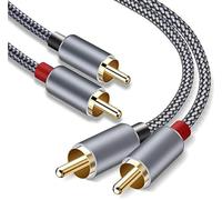 Goalfish RCA Cable, 10FT RCA Male to Male Audio Stereo Subwoofer Cable [2Pack, Hi-Fi Sound] Nylon-Braided Auxiliary Audio Cord for Home Theater, HDTV, Amplifier, Hi-Fi Systems,Speakers (Grey)