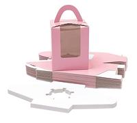 Goalfly 24 Pcs Cupcake Individual Box, Cupcake Boxes with Window and Inserts (Pink)