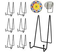 Goalfly 7 Pack 8 Inch Large Plate Stands for Display, Metal Black Plate Holder Display Stand, Picture Frame Stands for Book, Photo Easel, Decorative Plates
