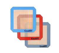 Goalfly 8 Inch Square Silicone Baking Mat, Set of 3 Silicone Cooking Mat for 8 Inch Cake Pan, Silicone Mat for Baking, Silicone Mat for Baking Sheet (Red, Blue, Grey)