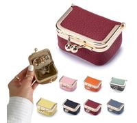 Goalintent PU Leather Mini Jewelry Box - 2025 New Mini Travel Jewelry Bag Use Multi-Compartment Layout, Each Piece Has Its Own Cozy Spot - No More Lost Earrings (Burgundy)