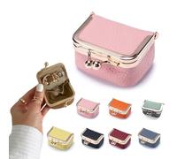 Goalintent PU Leather Mini Jewelry Box - 2025 New Mini Travel Jewelry Bag Use Multi-Compartment Layout, Each Piece Has Its Own Cozy Spot - No More Lost Earrings (Pink)