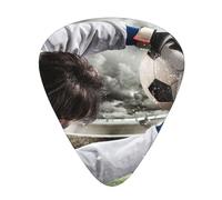 Goalkeeper Hold up Soccer Print Guitar Picks, 12 Pcs Guitar Plectrums Celluloid Pick Classical Triangle Picks for Acoustic, Electric, Bass Guitar including 0.46mm 0.71mm 0.96mm
