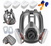 GOAMBUY Full Face Cover, Reusable Safety Face Cover Set for Painting, Vapors with Filter Cotton,Dust, Machine Polishing, Full set + 20 Filter cotton + earplug