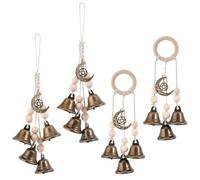 GOAMKERER 4 Pcs 2 Styles Witch Bells for Door Knob, Witchcraft Bells Door Knob Hanger Witch Bell Wind Chimes Hanging Bells with Rope for Witchy Room Home Decor Witchy Gifts