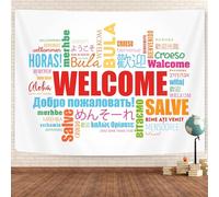 GOAOK Wall Tapestry, Welcome Word in Different Languages, Multilingual Classroom Decor, Aesthetic Tapestry, Wall Hanging for Students, Kids, Decoration, Living Room,