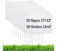 Goaste 10 Pack Blank Yard Signs with H Metal Stakes, 40 x 30 cm Real Estate Garage Sale Signs Double Sided, Corrugated Plastic Lawn Signs for House, Birthday, Wedding, Campaign, Parking