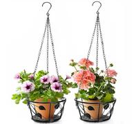 Goaste 2 Pack Metal Plant Hanger, Hanging Plant Holder with Ceiling Hook, Modern Plant Hanging Basket, Decorative Planter Flower Pots Shelf for Indoor Outdoor Use, Home Decor