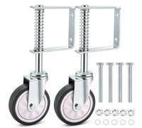Goaste 2 Pack Spring Loaded Gate Casters, 4 Inch Heavy Duty Gate Wheels, 360 Degree Sliding Gate Wheels, Rubber Gate Support Wheels with Universal Mount Plate for Wooden Gate Metal Gate Fence, 220lbs
