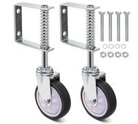 Goaste 2 Pack Spring Loaded Gate Casters, 4 Inch Heavy Duty Gate Wheels, 360 Degree Sliding Gate Wheels, Rubber Gate Support Wheels with Universal Mount Plate for Wooden Gate Metal Gate Fence, 220lbs