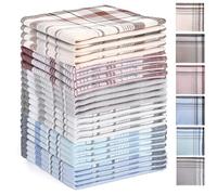 Goaste 24 Pack Cotton Handkerchiefs for Men, 15.7" Men's Soft Hankies with Stripe, Classic Pocket Square Towel for Gifting, Weddings, Anniversary, Father's Day, Thanksgiving Day, Assorted Colors