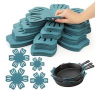 Goaste 24 Pack Pot and Pan Protectors, 11/12.3/14/15.1 in 4 Sizes Pans Separator, Anti-Slip Pot Dividers Pads, Felt Cookware Protector Set for Stacking and Protecting Your Cookware, Cyan