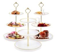 Goaste 3 Pack Tiered Cupcake Stand, Plastic Cupcake Stand Tower, 3 Tier Round Shape Dessert Serving Tray, White Cookie Candy Buffet Stand for Tea Party, Baby Shower, Wedding, Birthday, Christmas