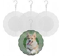 Goaste 4 Pack 8 Inch Sublimation Wind Spinner Blanks, 3D Aluminum Wind Powered Kinetic Sculpture, Double Sided Metal Hanging Wind Spinners Bulk, Christmas Decoration for Yard Garden Porch