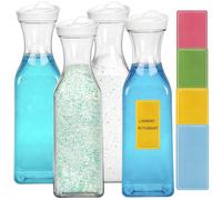Goaste 4 Pack Laundry Detergent Dispenser,1600ml Laundry Soap Dispenser Bottle with Waterproof Label, Liquid Laundry Detergent Container, Plastic Fabric Softener Organizer for Bleach Powder Beads