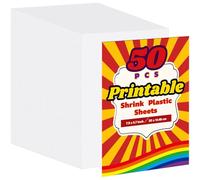 Goaste 50 Pack Shrink Plastic Sheets, 7.9 x 5.7 inch Blank Shrink Film Paper, Sanded Shrink Paper Sheets for Creative Craft, DIY Ornaments Craft, Create Your Own Earrings, Necklace, Keychains