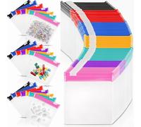 Goaste 56 Pack Pill Pouch Bags, Zippered Translucent Medicine Organizer, Reusable Travel Self Sealing Vitamine Baggies, Plastic Clear Storage Pouches with Slide Lock for Pills, Small Crafts, Beads