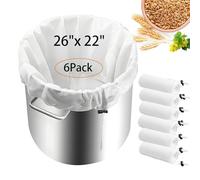 Goaste 6 Pack Extra Large Brew Bags, 26"x22" Reusable Fine Mesh Strainer Bag, 150 Micron Cold Brew Filter Bag with Adjustable Drawstring for Home Brewing Hops Grains Wine Beer Making