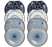 Goaste 8 Pack Ceramic Spoon Rest, 4.7" Cooking Utensil Rest Holder, Stackable Kitchen Gadget Spoon Cradle for Stove Top, Kitchen Counter, Housewarming Gifts, Vintage Blue, Dishwasher Safe