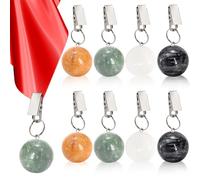 Goaste 8 Pieces Tablecloth Weights, Table Cloth Pendant Stones with Metal Clips, Ball Shape Marble Table Cover Hangers, Heavy Duty Clip Weights for Outdoor Picnic Tables, Curtains, Flags, Banners