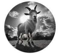 Goat 1000 Piece Circular Jigsaw Puzzle Animals Pets Cute Premium Home Decor Stress Relief Puzzle for All Ages 1000pcs (67.5x67.5cm)