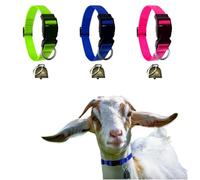 Goat and sheep Adjustable Nylon collar Set with Bell, 3 Pack for cow, goat, and Small Farm Animals
