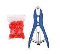 Goat Banding Kit, Stainless Steel Bander Snap Pliers with 100 Pieces Castrator Castration Castrato Bander Calves Goat Rings,